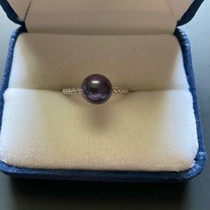 Tahitian Pearl and Silver (925 stamp) Ring, Size 7